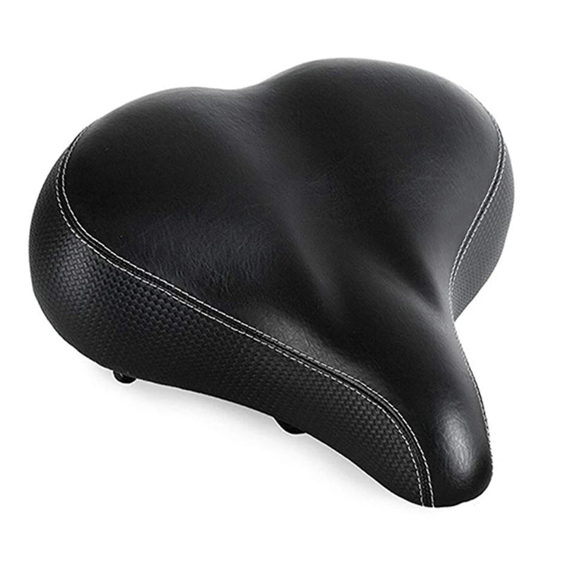 Super Soft Comfortable 1-Piece Black Bicycle Saddle Wide Oversized Exercise Bike Seat with Massage Function for Outdoor Biking