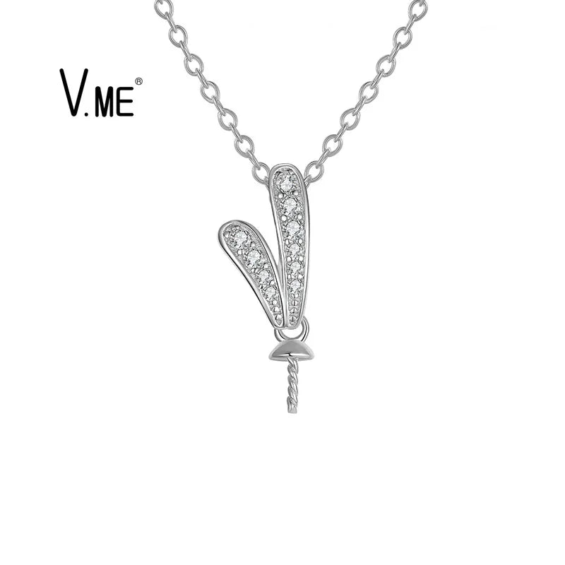 925 Silver Pearl Pendant Bail With CZ Stones Pearl Button Mount DIY 925 Sterling Silver Jewelry Findings