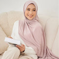 Custom Modest Women's Tudung Sulam Convenient Lovy Instant Hijab with Ironing Heavy Chiffon Shawl for Spring Made in Malaysia