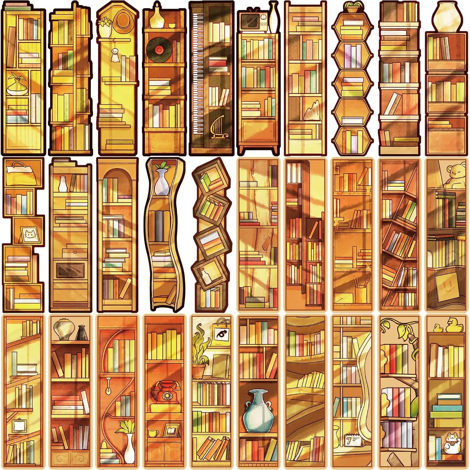 30PCS Vintage bookshelf reading book bookmark