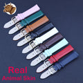 Real Animal Skin Handmade Full Grain Leather Fashion Dress Luxury Watch Band Strap Bracelet Accessories Green Blue Pink Soft