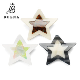 Buena Creative Star Hair Claw for Women Custom Fashion Contrast Color Acetate Hair Claw Sweet Star Claw Clips