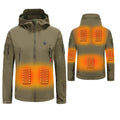 NEW Army Green Electric Heated Ski Coats USB Waterproof Trekking Softshell Jacket Hiking Mountain Heating Jackets