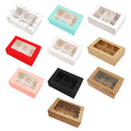 6 Hole Cupcake Carrier With Clear Window Bakery Pastry Packaging Paper Box With Insert for Pastry Cookies Party Dessert Supplies MegaBDM