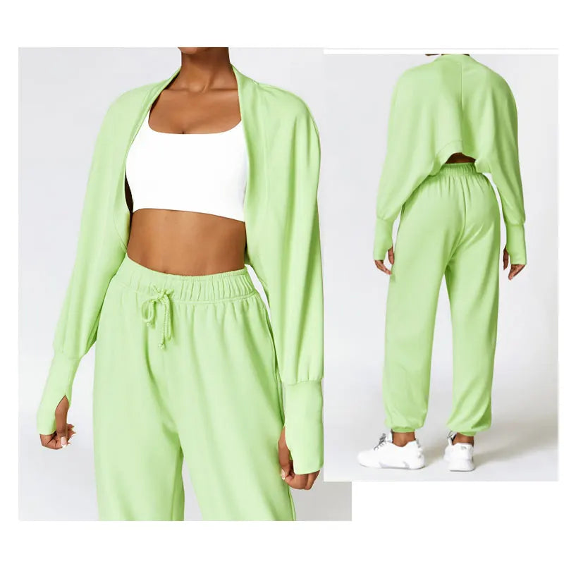 Women's Autumn and Winter New Loose Sports Two-piece Jacket and Casual Pants Women's Jogging Fitness Set Pattern Type l Plaid