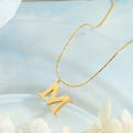 Fashion and Exquisite 18k Gold Plated Simple Stainless Steel Letter M Pendant Necklace
