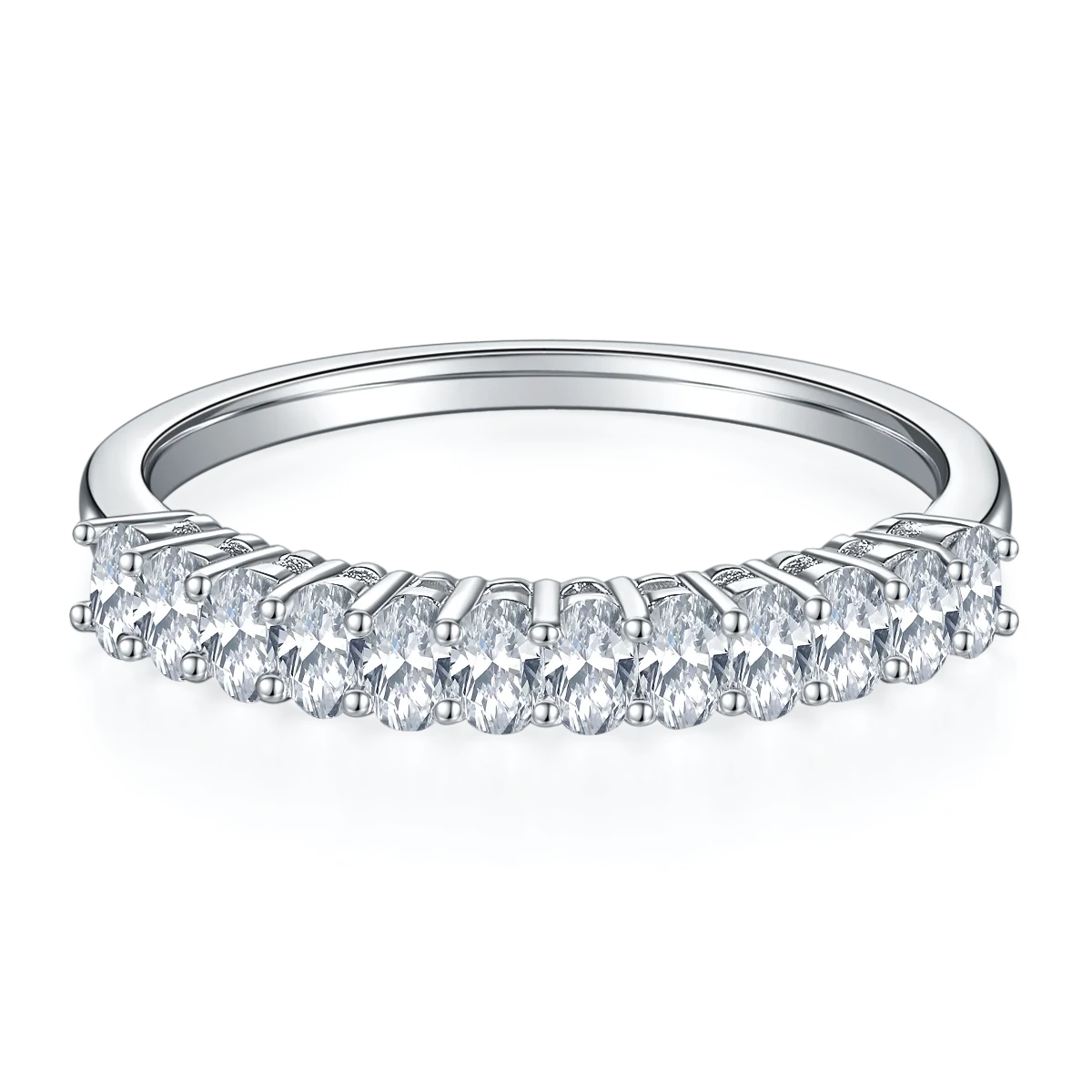 Wish Jewelry New Design 925 Sterling Silver Oval Moissanite Diamond Wedding Engagement Ring