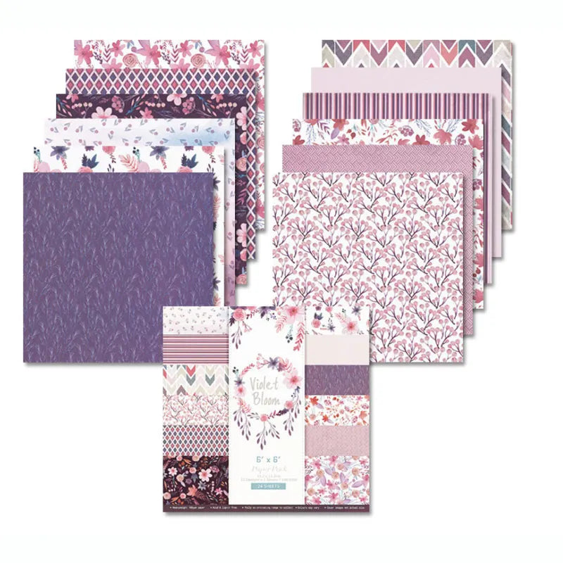 GF Love Violet Bloom Design Scrapbooking Paper Pack 12 Designs 6x6 Inches Heavyweight Cardstock Origami Handmade DIY Craft