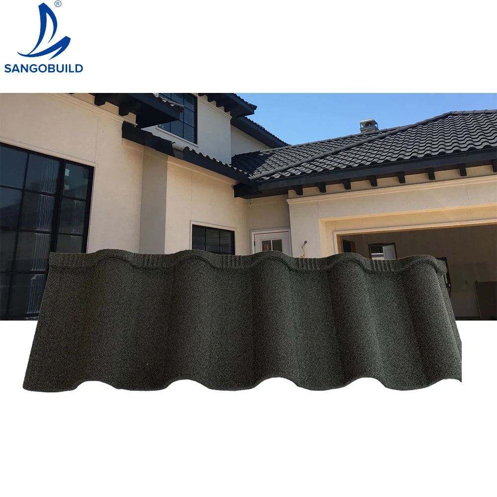 Natural Basalt Clay Synthetic Resin Coated Steel Roofing Tiles with 50-Year Warranty
