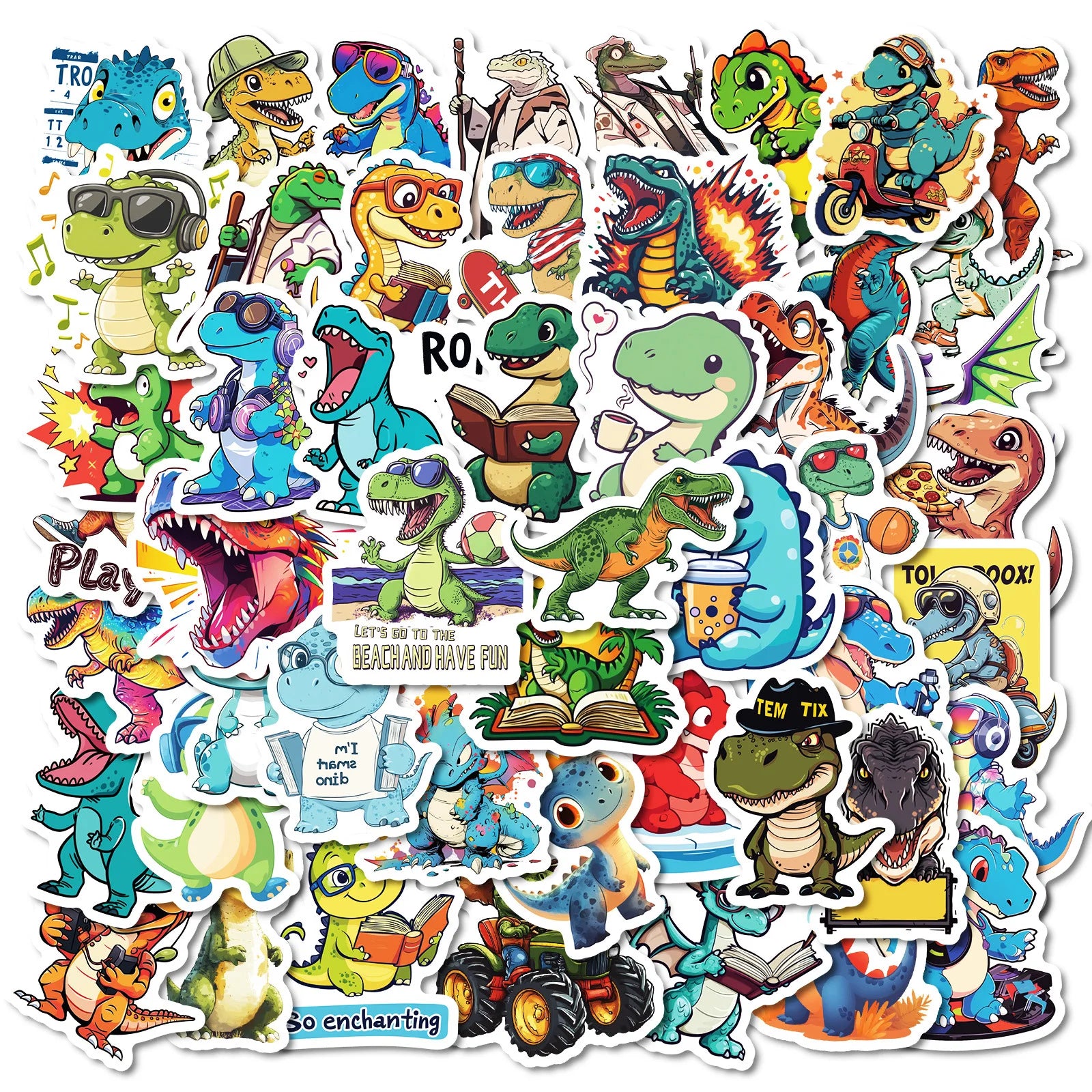 50pcs Dinosaur Series Graffiti PVC High-quality Durable Stickers for Laptop Draw bar Box Handbag Cupboard Suitcase and Books
