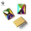 YANRUO 3250 All Sizes AB Rectangle Glass Crystal  Flat Back Sew on Rhinestone Stone for Garment