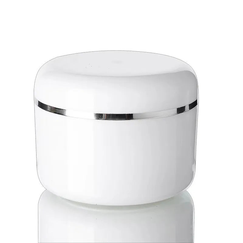 Hot Sale Face Cream Container 10g 50g 100g 250g White PP Plastic Empty Cream Jar with Silver Edge Lid
