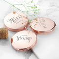 Personalized Mirror Cosmetic Round Rose Gold Pocket Make up Mirror for Bridesmaid Wedding Guest Gifts