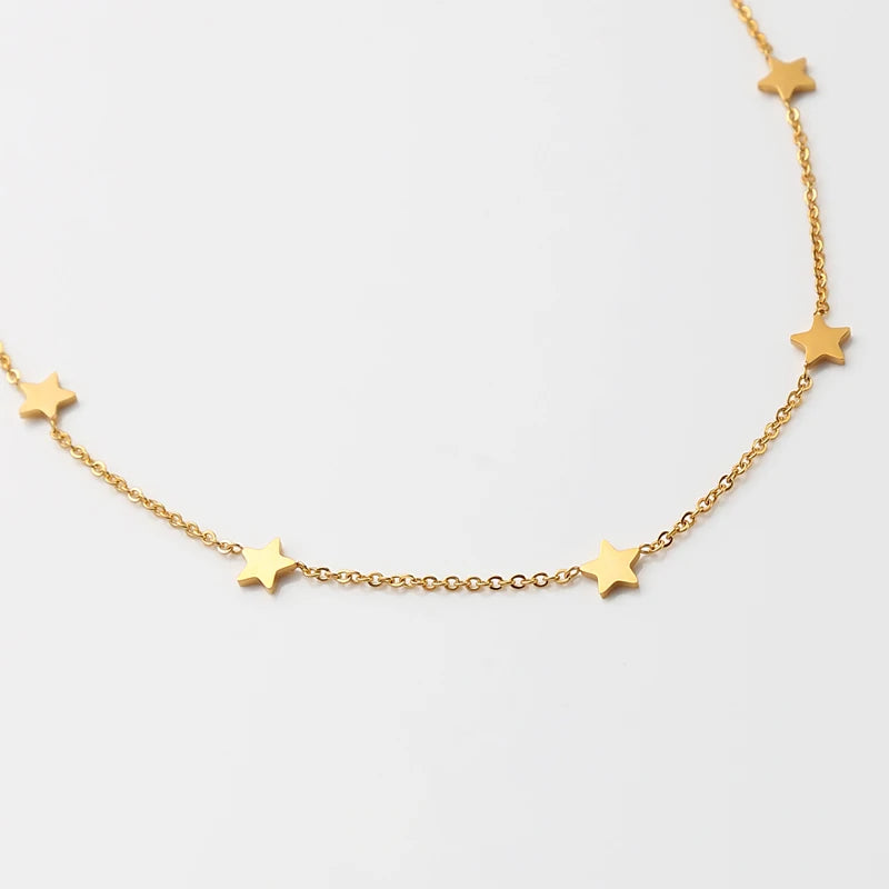 Dainty Star Pendant Custom 18k Gold Plating Stainless Steel Choker Chain Necklace