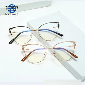 Teenyoun 2024 Customized Logo Luxury Optical Frames Glasses Metal Designer Myopia Metal Cat Eyewear Glasses