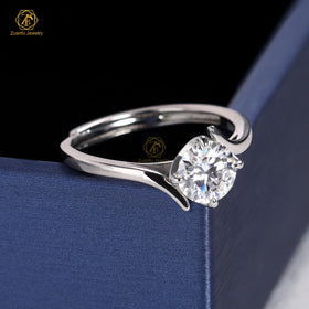 Wholesale GRA VVS D Color 6.5mm 1CT Moissanite Diamond Ring 925 Sterling Silver Engagement Rings for Women Wedding
