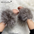 MWFur Fashion Fluffy Detachable Fox Fur Cuffs for Wrist Knitting Elastic Handmade Fox Fur Cuffs for Women