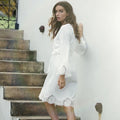 Fashion White 8190 Lace Robe for Bride for Wedding Party and Lace on the Sleeve and Hem