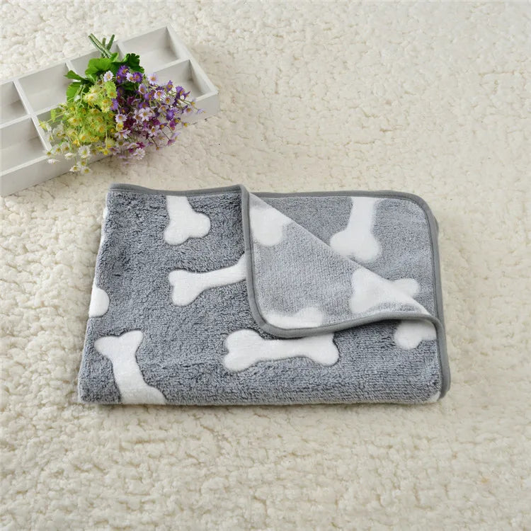 Cute Pattern Warm Coral Fleece Cat and Dog Bed Blanket Soft Pet Pad
