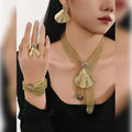 2025 18k Gold-plated Exaggerated Geometric Flower Bracelet Earrings and Necklace Set for a Woman