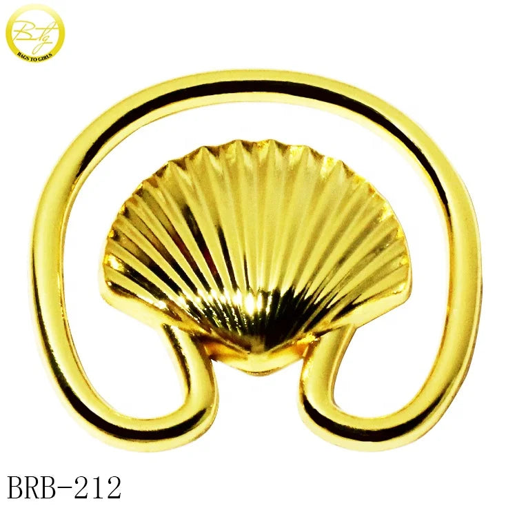 Custom Shell Shape Beachwear Hardware Slider Ring Gold Plated Swimwear Accessory Metal Strap Connector for Bikini