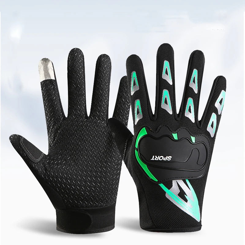 Personalized Long Finger Motorcycle Cycling Gloves-Protective Abrasion-Resistant Anti-Slip Aero Design Outdoor Sports Fitness