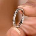 CAOSHI Exquisite Cross Twist Design Bling Cubic Zirconia Silver Plated Eternity Band Rings for Wedding Engagement CZ Rings Women