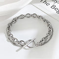 New Fashion Selling Jewelry Exquisite Chain Double Layer OT Button Stainless Steel Charm Fashion Simple Bracelet for Women 1252