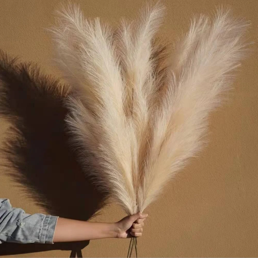 Hot Sale Pampas Flower Silk Colorful Artificial Pampas Grass Black Faux Pampas Grass Artificial Plants for Decoration