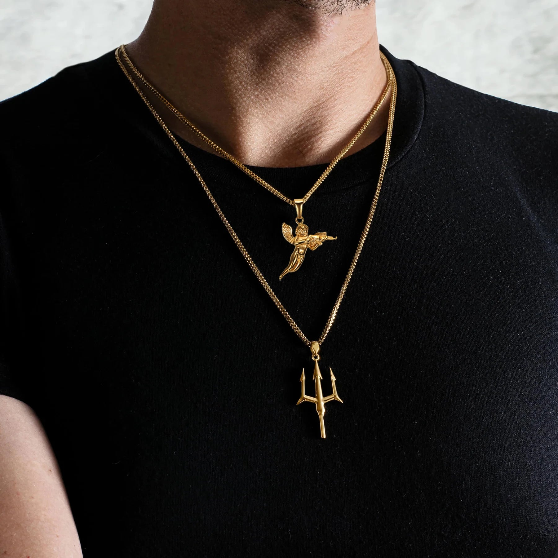 2024 New Arrival Sea King Poseidon Trident Pendant Fashion Men Gold Jewelry Sailor's Gift Neptune Ancient Greece Amulet Necklace