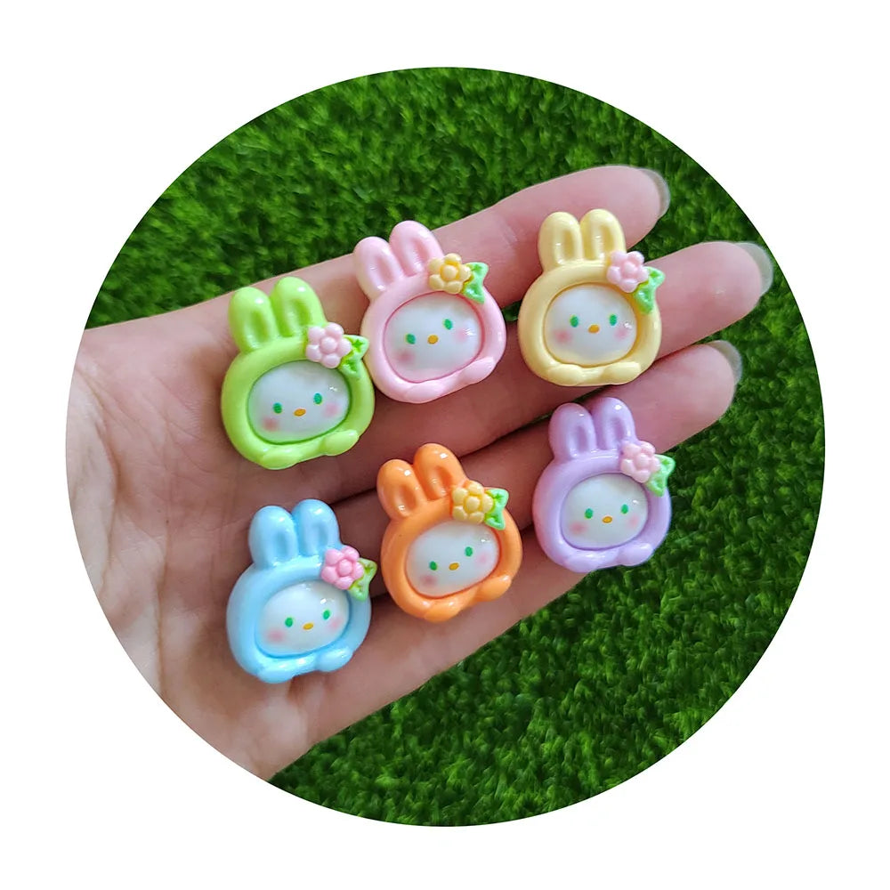 Kawaii Rabbit Cherry Blossom Donut Flatback Resin Cabochons for Hair Bows Center DIY Scrapbook Craft Jewelry Decoration