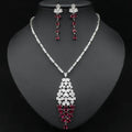 Jachon Bridal Wedding Fringe Sapphire Blue Zircon Women's Necklace Earrings Set