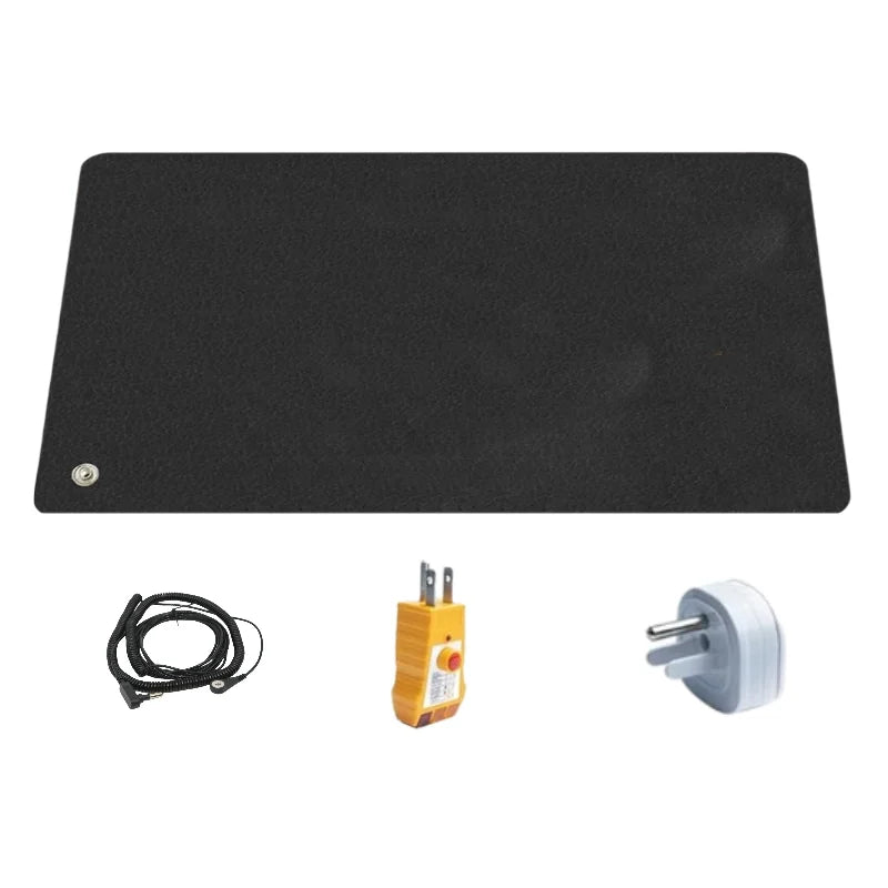 Light-weight Grounding Mat With Black Anti-tangle Earthing Coiled Grounding Cord for Relieve Headaches or Tension