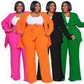 Liu Ming Woman Fashion Clothing Two Pieces Plus Size Elegant Outfit Blazers Top and Pants Set