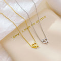 Elegant Women's Necklace Unique Crystal Zircon Heart-Shaped Pendant Classic Fashion Stainless Steel Gold Plating Link Jewelry