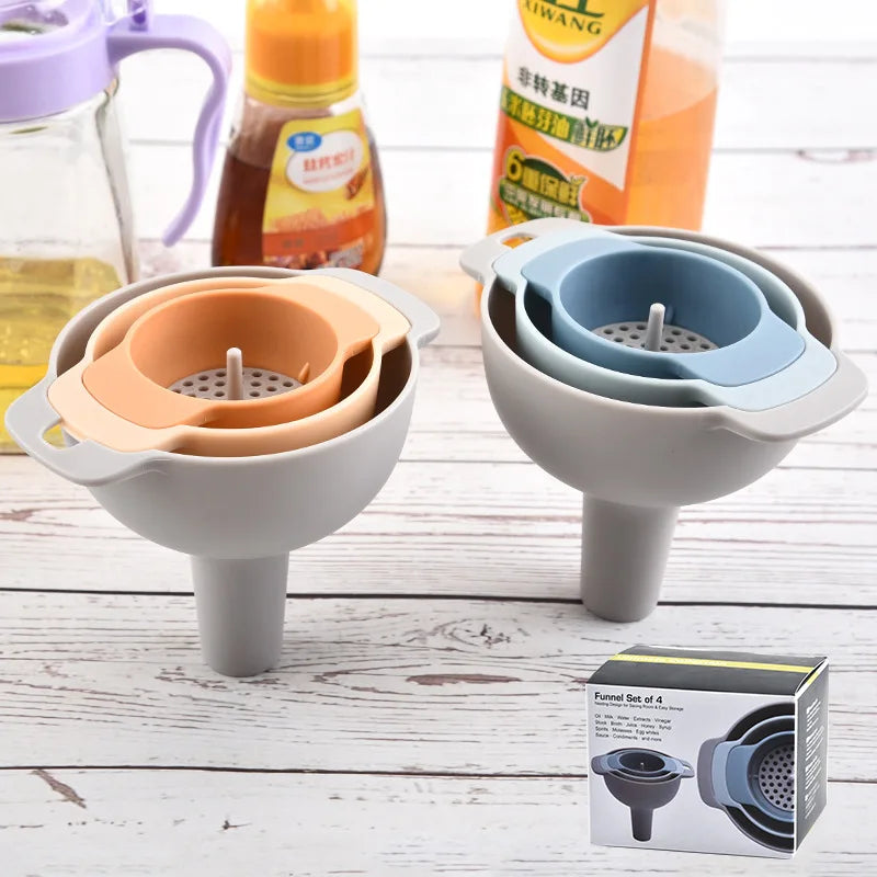 Four-in-one Multifunctional Filter Oil Set Kitchen Household Oil Funnel