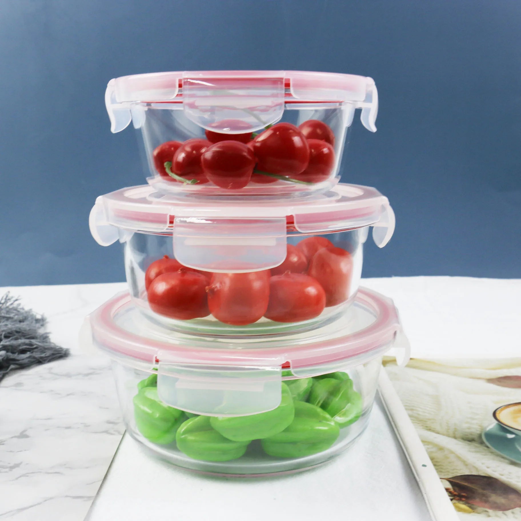 Fashion High Quality Home Kitchen Design Decor High Borosilicate Lid Glass Food Storage Container Bowl