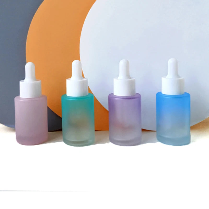 Pink Cosmetic Serum Essential Oil Glass Dropper Bottle Empty Frosted Gradient in Stock Cylinder 20 Ml 1/2 Oz Perfume Packaging
