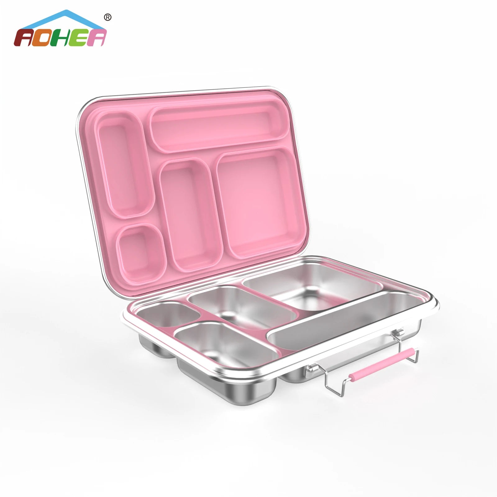 Aohea Custom 5 Compartment Bpa Free Eco-friendly Stainless Steel Lunch Box for School Kids