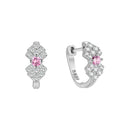 925 Sterling Silver Vintage Fine Jewelry Full Paved CZ Earrings Small Pink Zircon Bowknot Hoops for Women Wedding Party