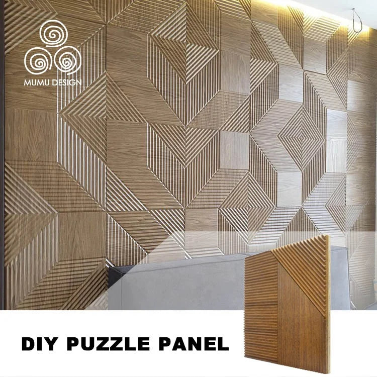 MUMU 3D Attractive Interior Decorative Insulation Partition Hotel Suites Covering Natural Wood Wall Panel