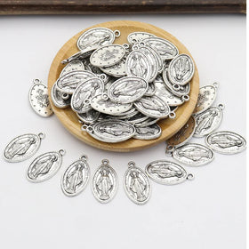 Oval Metal DIY Necklace Pendant Bracelet Rosary Accessories Hanging Pendant Rosary Pendant