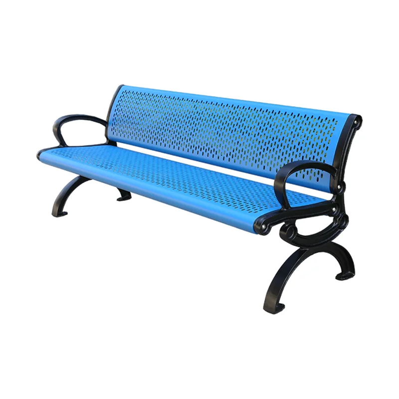 Outdoor Long Metal Bench Seat Outside Urban Street Steel Backrest Bench Seating Public Garden Patio Bench Chair for Parks