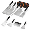 Outdoor BBQ Stainless Steel Tool Set Metal Shovel and Skewer Sticks for Teppanyaki Kitchen Cleaning Bag Packed