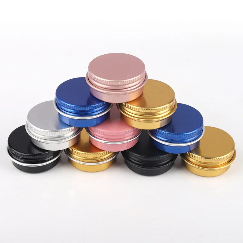Wholesale 10g 10ml Mini Silver Black Aluminum Tins Lip Balm Eye Shadow Cosmetic Container Box Empty Cream Jar Metal Bottles