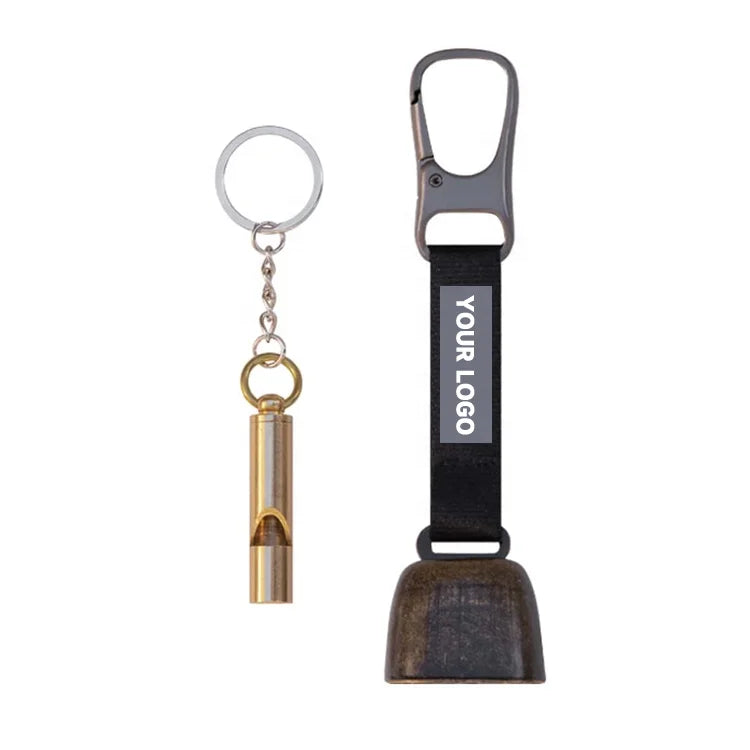 Bear Bell Emergency Whistle Carabiner Hiking Camping Outdoor Fishing Climbing Mountain Bike Survival Travel Metal Crafts