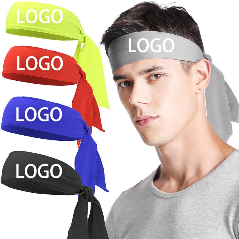 Custom Logo Plain Elastic Sweatband Wide Tennis Yoga Fitness Workout Gym Sports Running Tie Headband