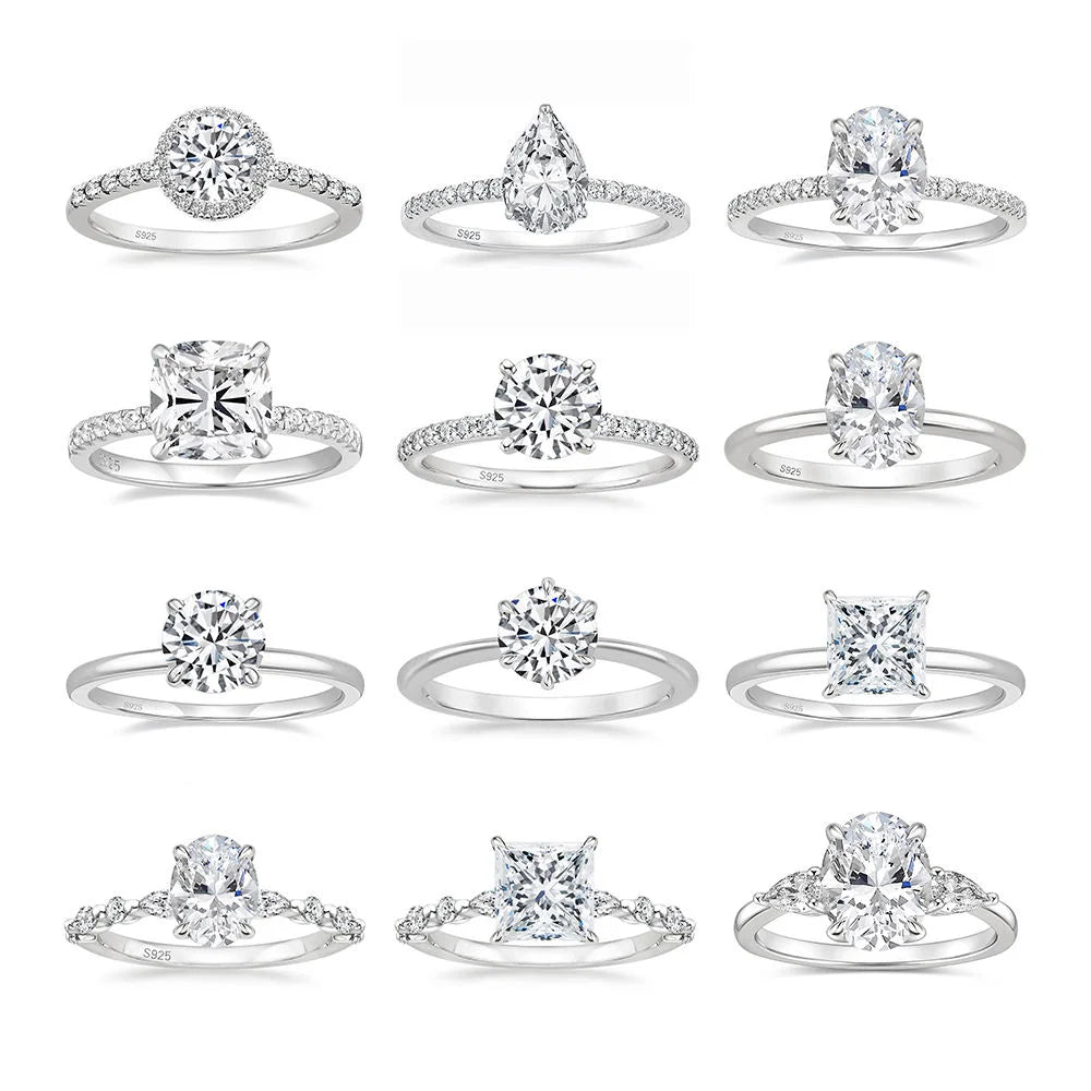 Luxury Fine Jewelry Zircon Silver 925 Solitaire Rings for Women Gifts Gemstone Wedding Rings for Women Flower Wedding Rings