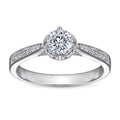 Simple Round Cut 5.5mm Four Prongs Customized Engrave Logo Silver Ring for Couple