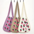 Factory Wholesale Strawberry Pattern Knitted Crochet Tote Bag for Girls Women New Design Vintage Fashionable Portable Shoulder